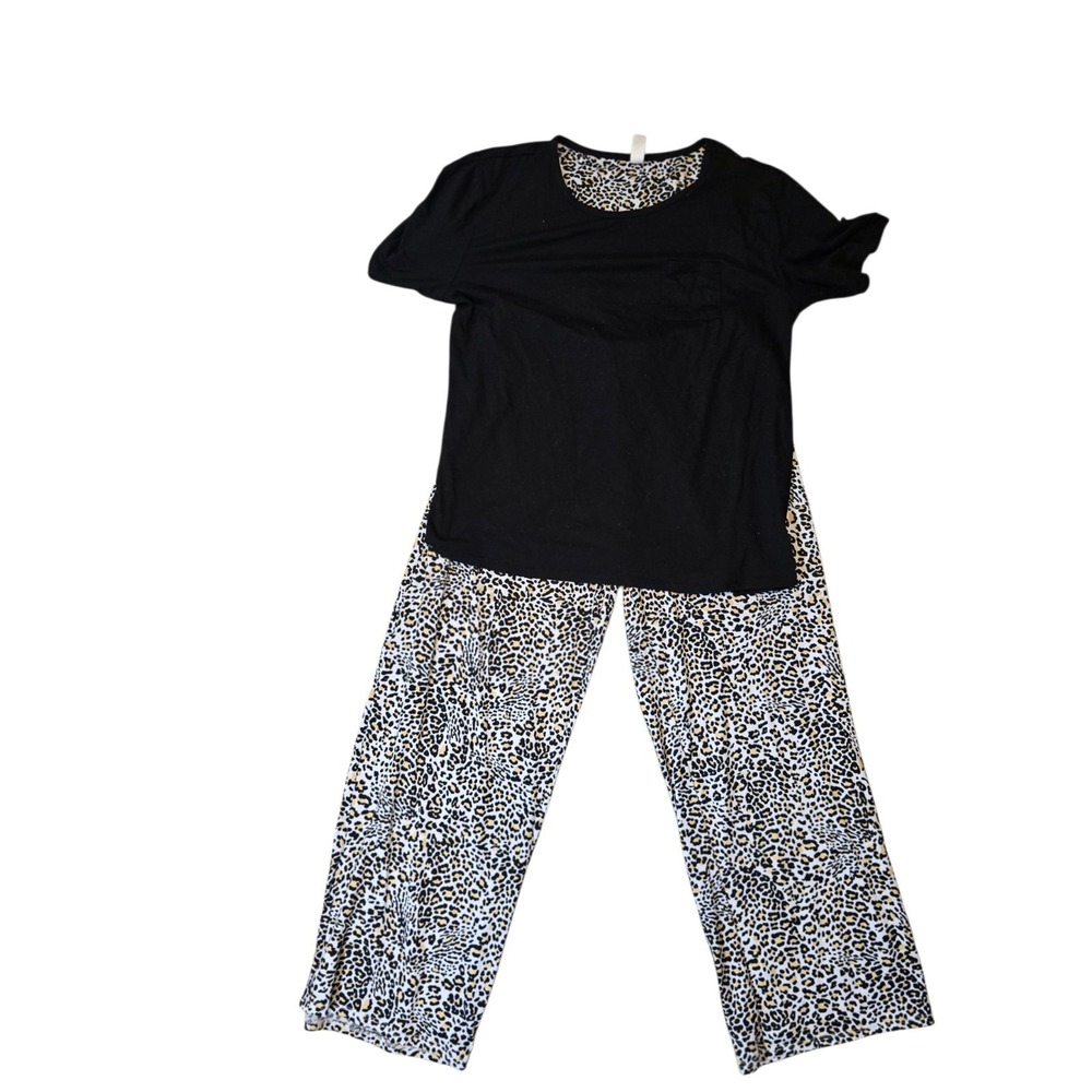 Flora by Nikrooz Womens Pajama Set Size Small Leopard Print Short Sleeve 2 Piece - Picture 2 of 7